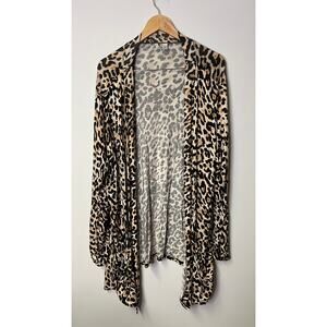 Cato Animal Leopard Print Open Front Draped Cardigan/Kimono - Size 18/20W‎